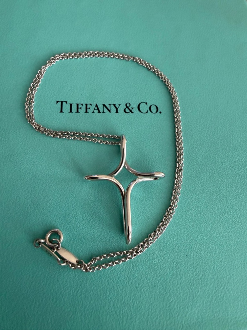 Tiffany&Co. Elsa Peretti Silver Large Infinity Cross Pendant Necklace 18”